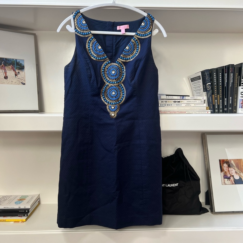 Lilly Pulitzer navy dress with embelishments